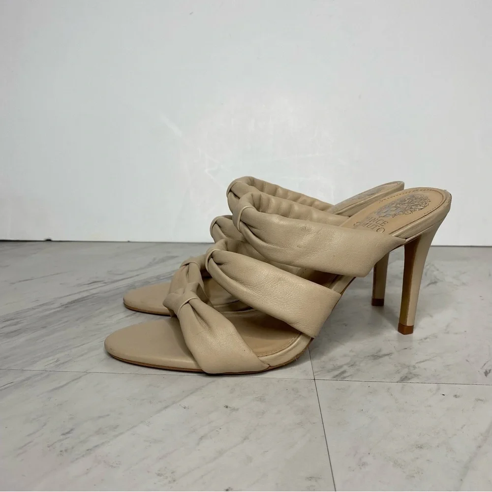 Vince Camuto Thendie Tan Leather Heeled Sandal 8 1/2